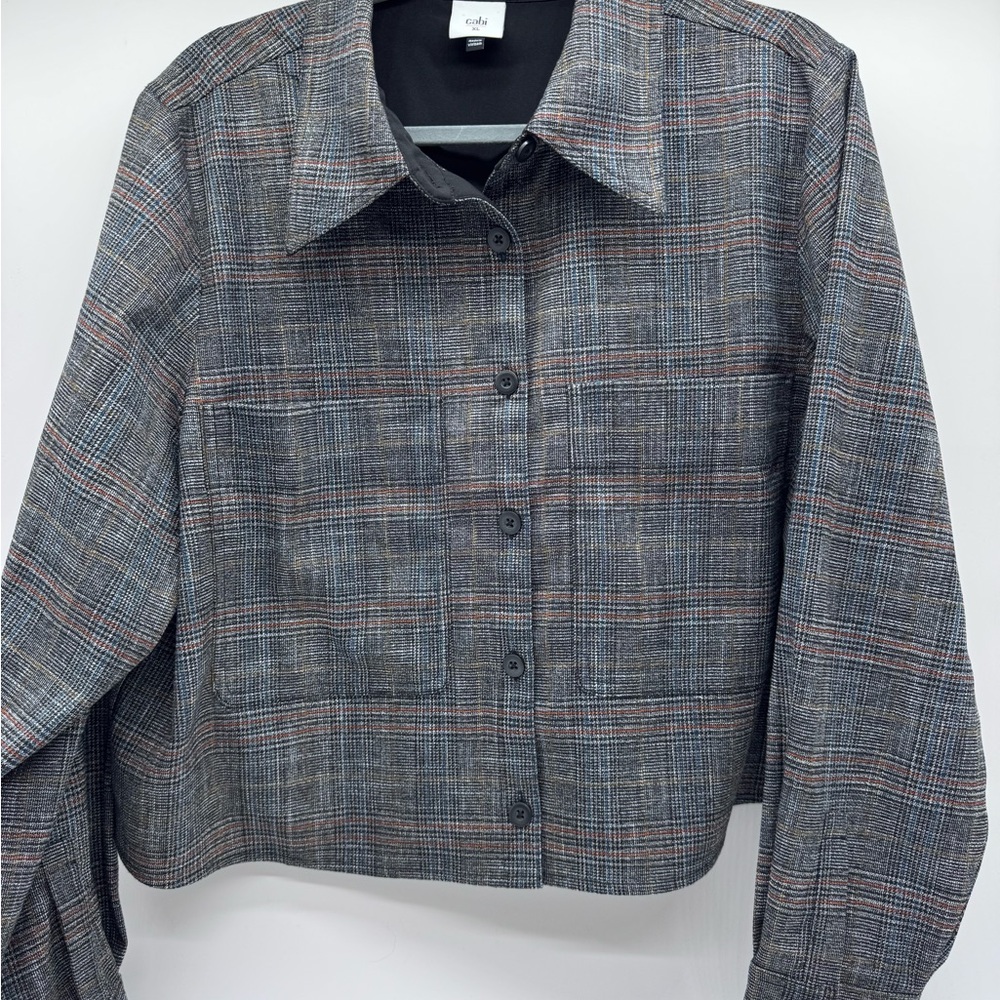 Cabi Blueprint Windowpane Plaid Pattern Shacket I… - image 4